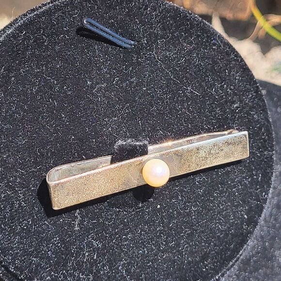 Accessories - Vintage Sterling Silver and Pearl Hair Pin 2" marked Sterling
